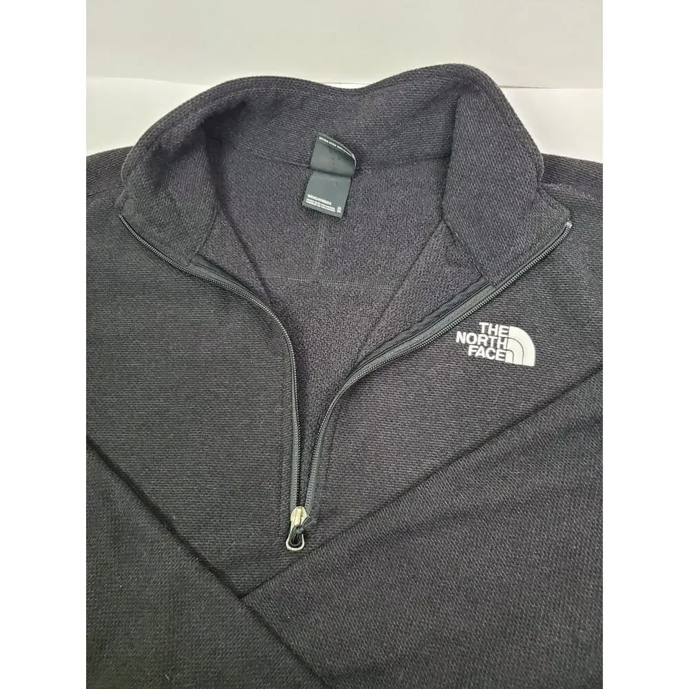 North Face Mens XL Textured Cap Rock 1/4 Zip Fleece Pullover GrayBlack Outdoors
